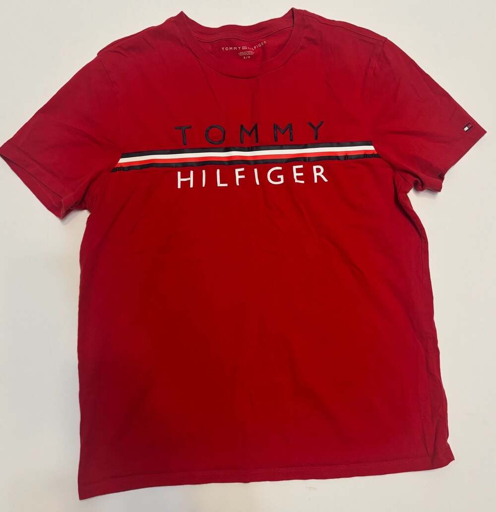 Tommy Hilfiger Men's Red Tino Logo Short Sleeve T-Shirt Size S